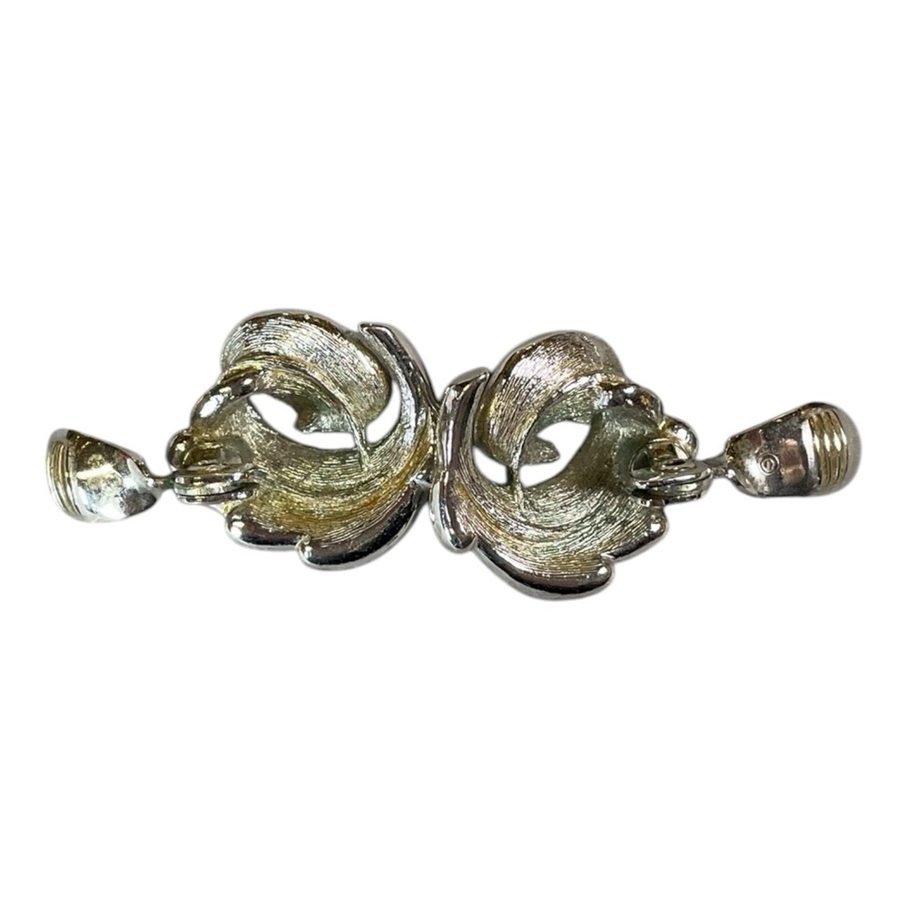 Monet Silver Tone Flower Clip On Earrings - Picture 3 of 4